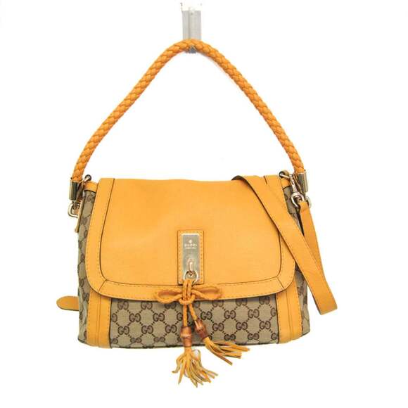 GUCCI Cream Leather Shoulder Bag